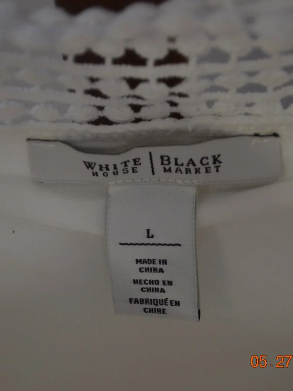 White House Black Market Women’s Large White Off Shoulder Sheer Layered Blouse
